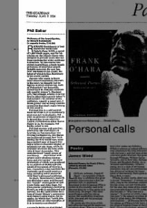 Phil Baker, "Breakthrough Fictioneers", The Guardian (London), April 5, 1994, 2:14